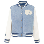 NHL PHILADELPHIA FLYERS VARSITY BLUES WOMEN'S DENIM VARSITY JACKET (DENIM/LINEN)
