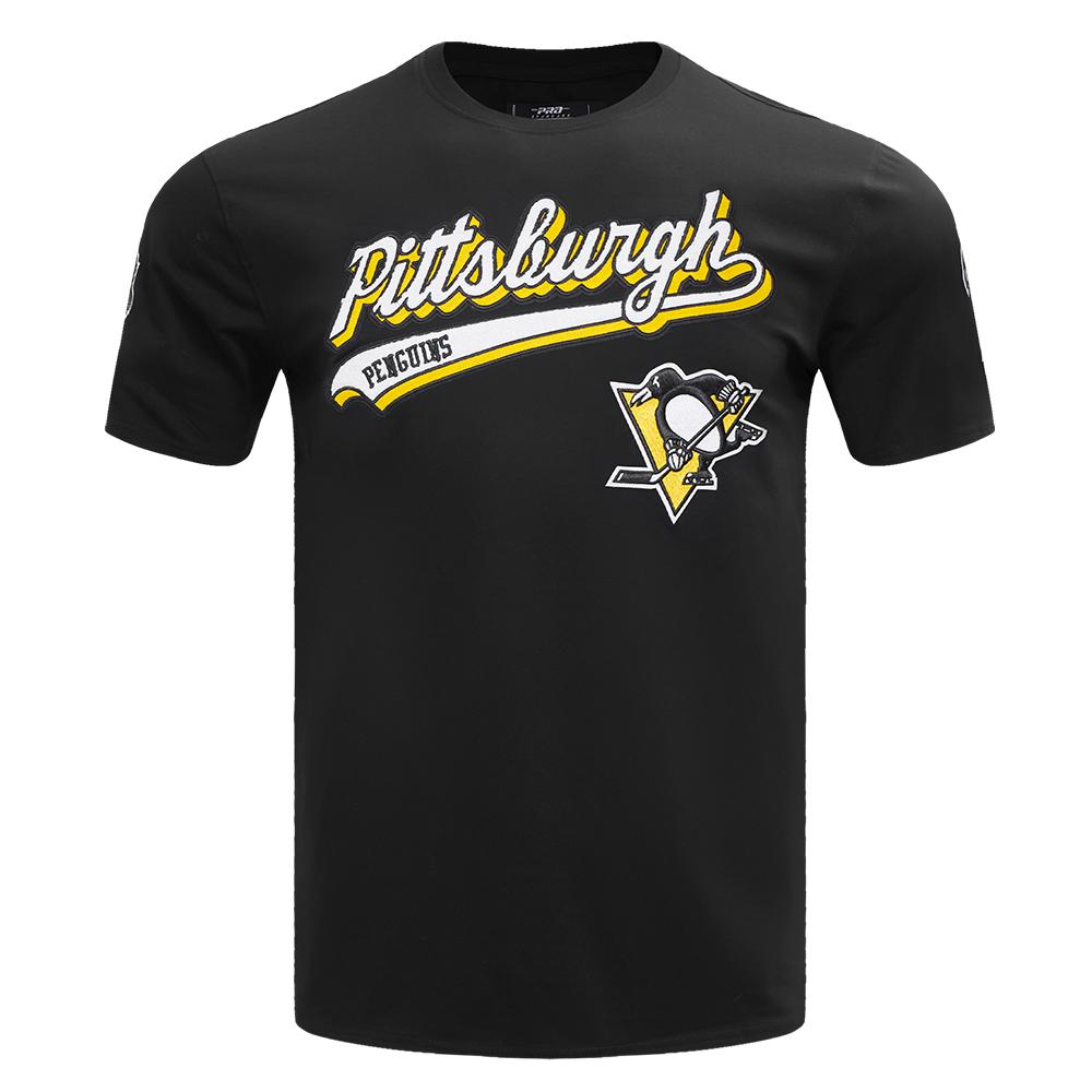 NHL PITTSBURGH PENGUINS SCRIPT TAIL T-SHIRT EN JERSEY SIMPLE POUR HOMME (NOIR)