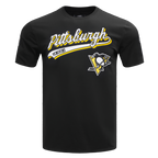 NHL PITTSBURGH PENGUINS SCRIPT TAIL T-SHIRT EN JERSEY SIMPLE POUR HOMME (NOIR)