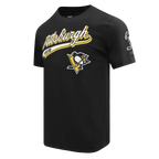 NHL PITTSBURGH PENGUINS SCRIPT TAIL T-SHIRT EN JERSEY SIMPLE POUR HOMME (NOIR)