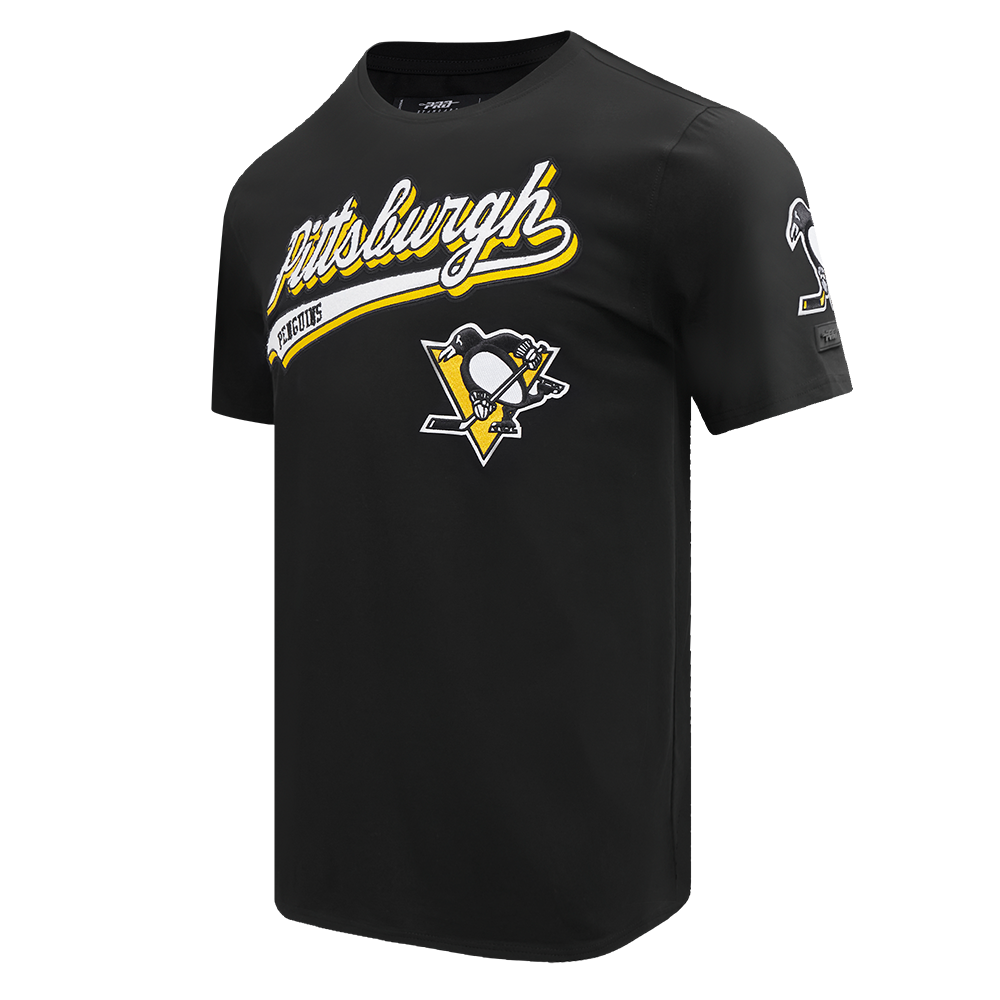NHL PITTSBURGH PENGUINS SCRIPT TAIL T-SHIRT EN JERSEY SIMPLE POUR HOMME (NOIR)