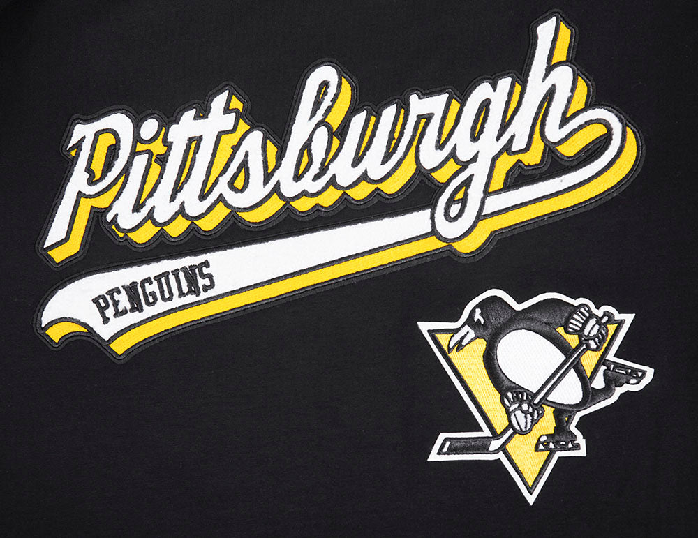NHL PITTSBURGH PENGUINS SCRIPT TAIL T-SHIRT EN JERSEY SIMPLE POUR HOMME (NOIR)