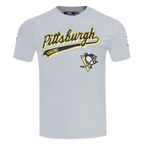 NHL PITTSBURGH PENGUINS SCRIPT TAIL T-SHIRT EN JERSEY SIMPLE POUR HOMME (GRIS CHINÉ)