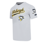 NHL PITTSBURGH PENGUINS SCRIPT TAIL T-SHIRT EN JERSEY SIMPLE POUR HOMME (GRIS CHINÉ)