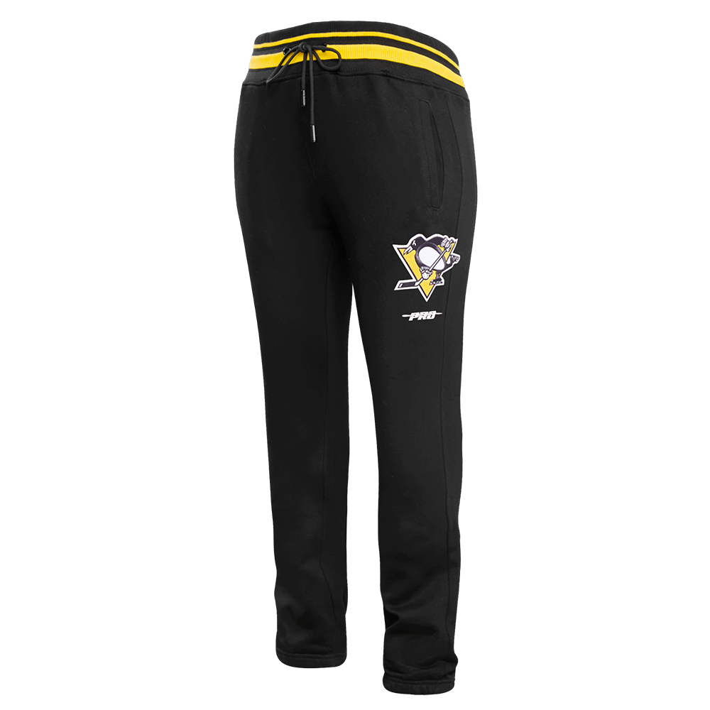 NHL PITTSBURGH PENGUINS SCRIPT TAIL PANTALON OUATÉ EN MOLLETON CÔTELÉ POUR HOMME (NOIR/JAUNE)