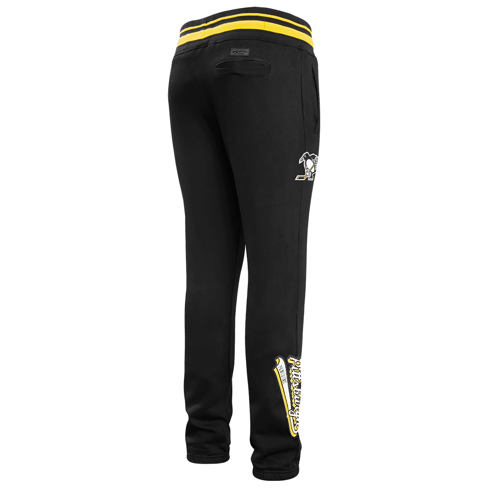 NHL PITTSBURGH PENGUINS SCRIPT TAIL PANTALON OUATÉ EN MOLLETON CÔTELÉ POUR HOMME (NOIR/JAUNE)