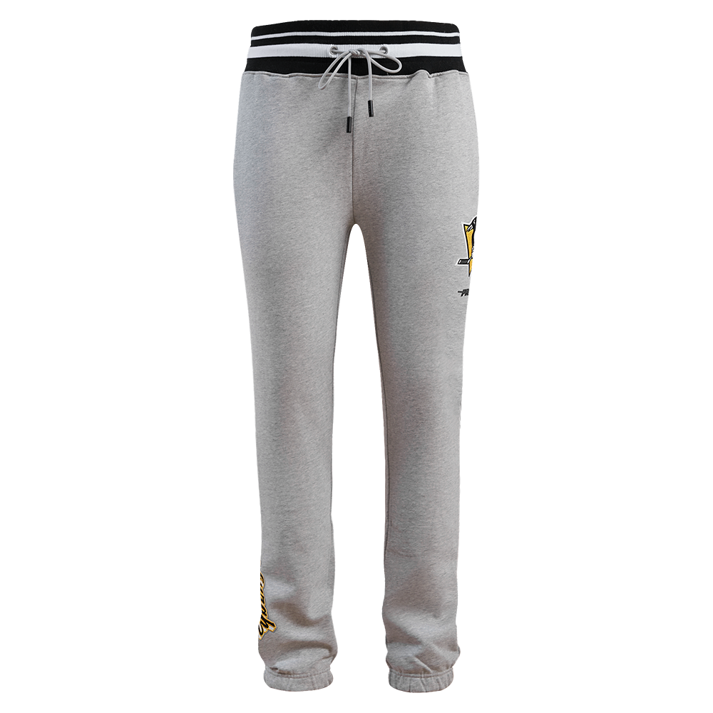 NHL PITTSBURGH PENGUINS SCRIPT TAIL PANTALON OUATÉ EN MOLLETON CÔTELÉ POUR HOMME (GRIS CHINÉ/NOIR)