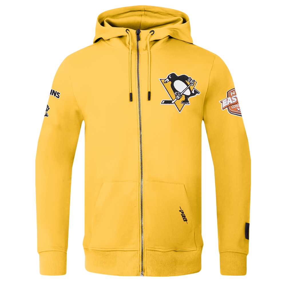 NHL PITTSBURGH PENGUINS CLASSIC CHENILLE MEN'S DK FZ PO HOODIE (YELLOW)