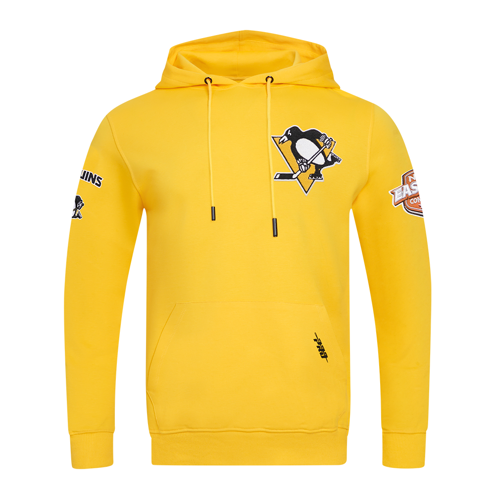 NHL PITTSBURGH PENGUINS CLASSIC CHENILLE CHANDAIL À CAPUCHON EN MAILLE DOUBLE POUR HOMME (JAUNE)