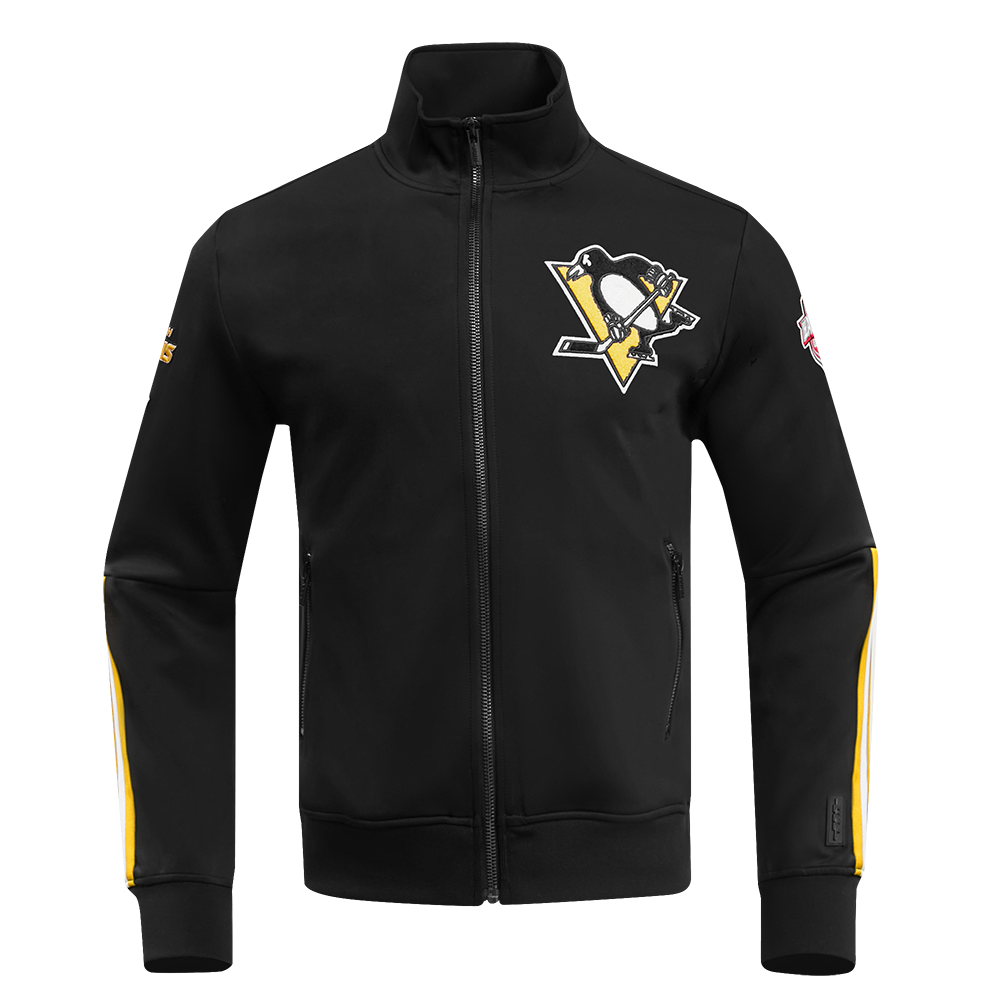 NHL PITTSBURGH PENGUINS CLASSIC CHENILLE MEN'S TRACK JACKET (BLACK/YELLOW)