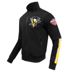 NHL PITTSBURGH PENGUINS CLASSIC CHENILLE MEN'S TRACK JACKET (BLACK/YELLOW)