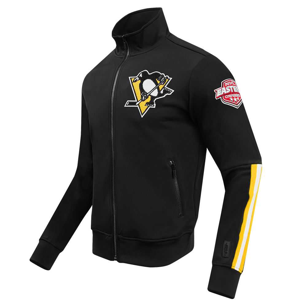 NHL PITTSBURGH PENGUINS CLASSIC CHENILLE MEN'S TRACK JACKET (BLACK/YELLOW)