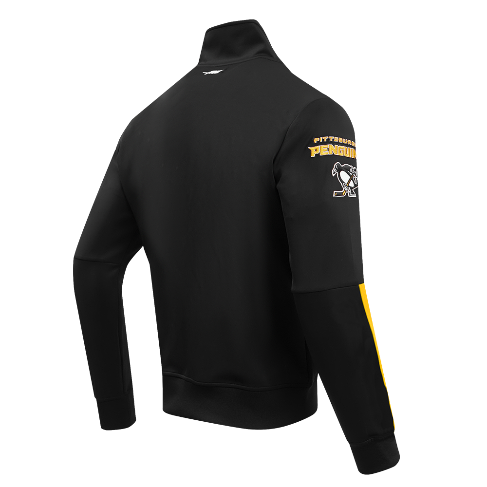 NHL PITTSBURGH PENGUINS CLASSIC CHENILLE MEN'S TRACK JACKET (BLACK/YELLOW)