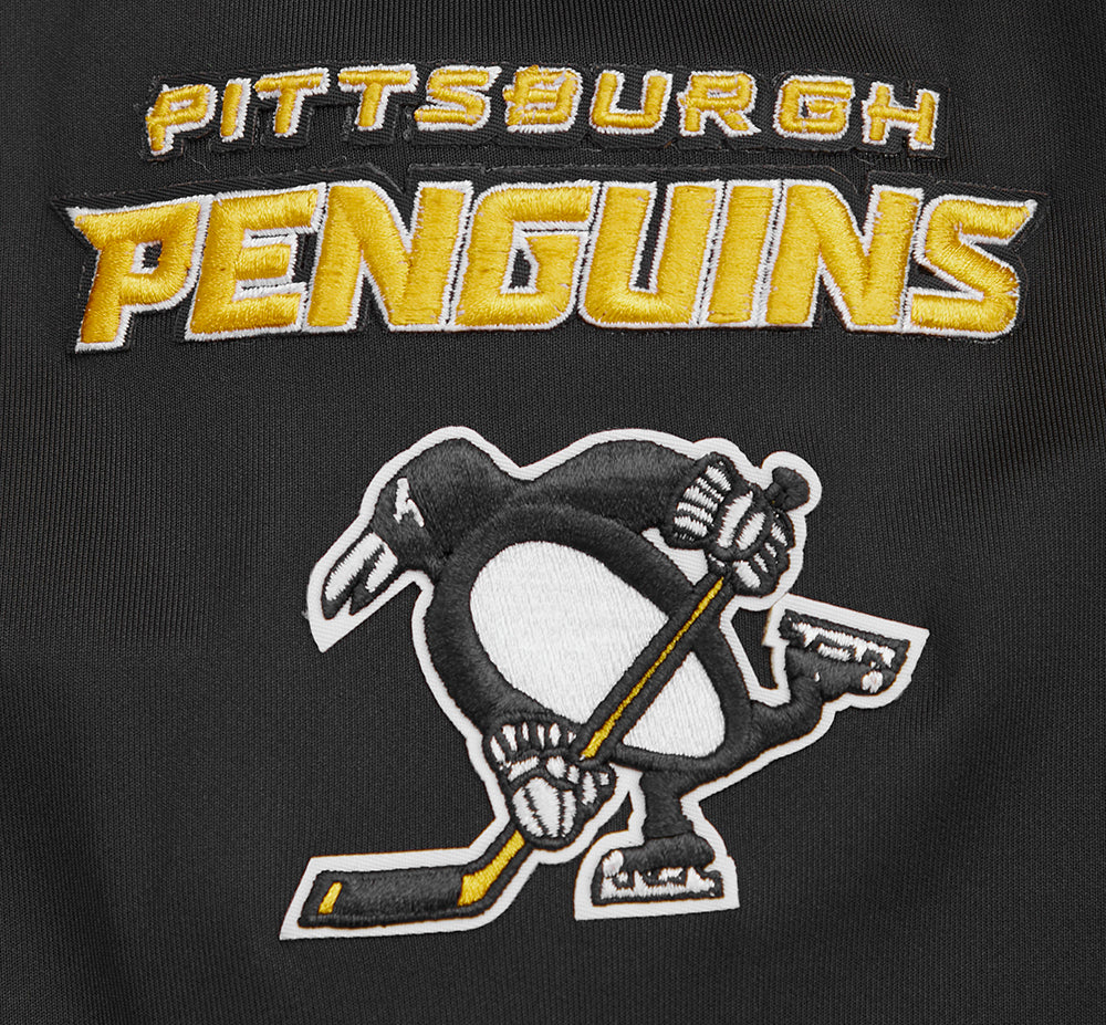 NHL PITTSBURGH PENGUINS CLASSIC CHENILLE MEN'S TRACK JACKET (BLACK/YELLOW)