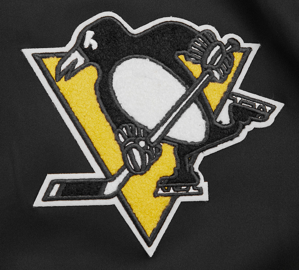NHL PITTSBURGH PENGUINS CLASSIC CHENILLE MEN'S TRACK JACKET (BLACK/YELLOW)