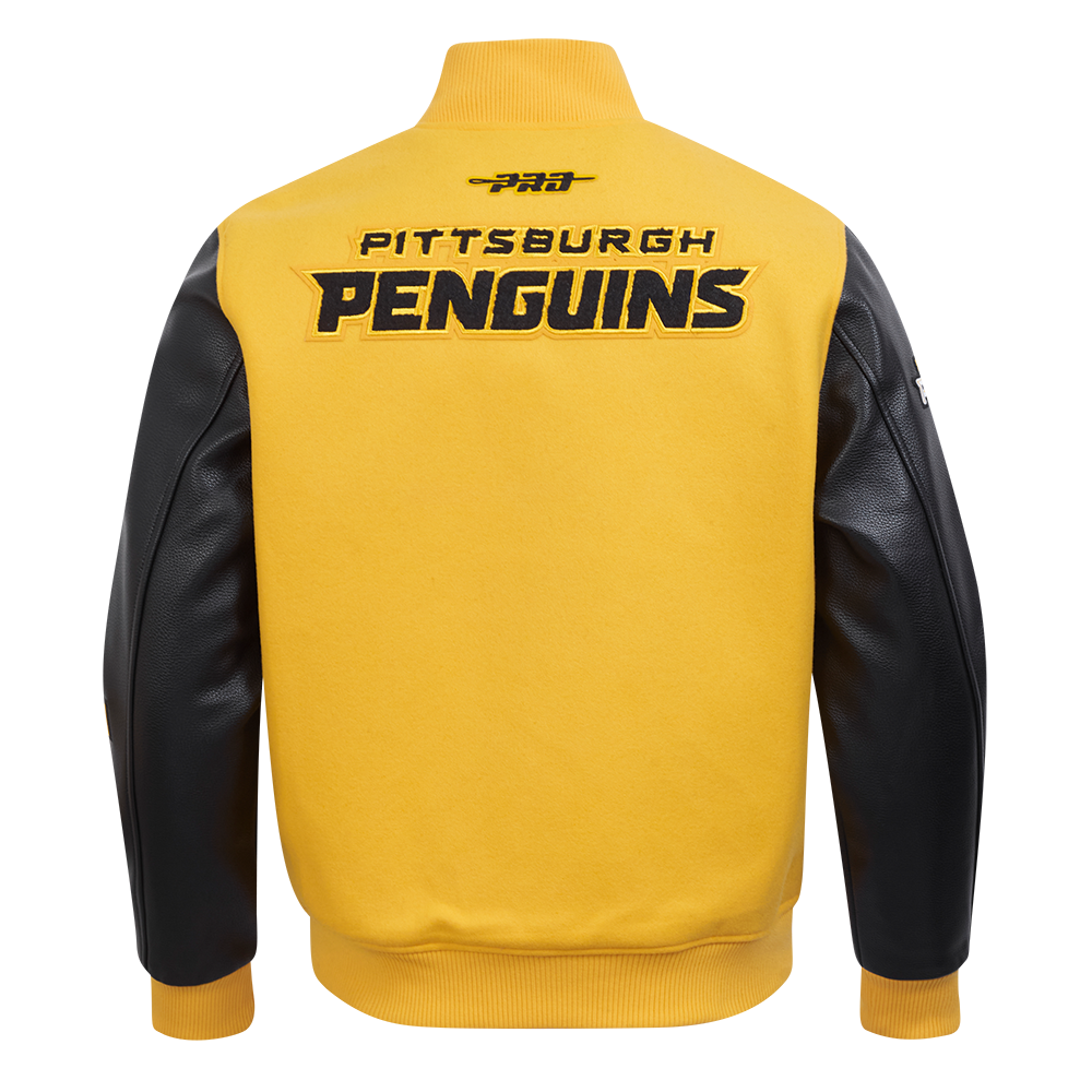 NHL PITTSBURGH PENGUINS CLASSIC MEN'S  WOOL VARSITY JACKET (YELLOW/BLACK)