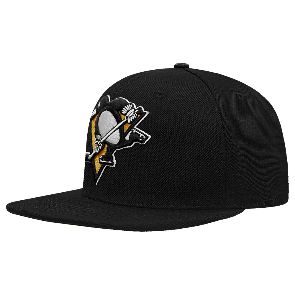 NHL PITTSBURGH PENGUINS CLASSIC LOGO WOOL UNISEX SNAPBACK HAT (BLACK)