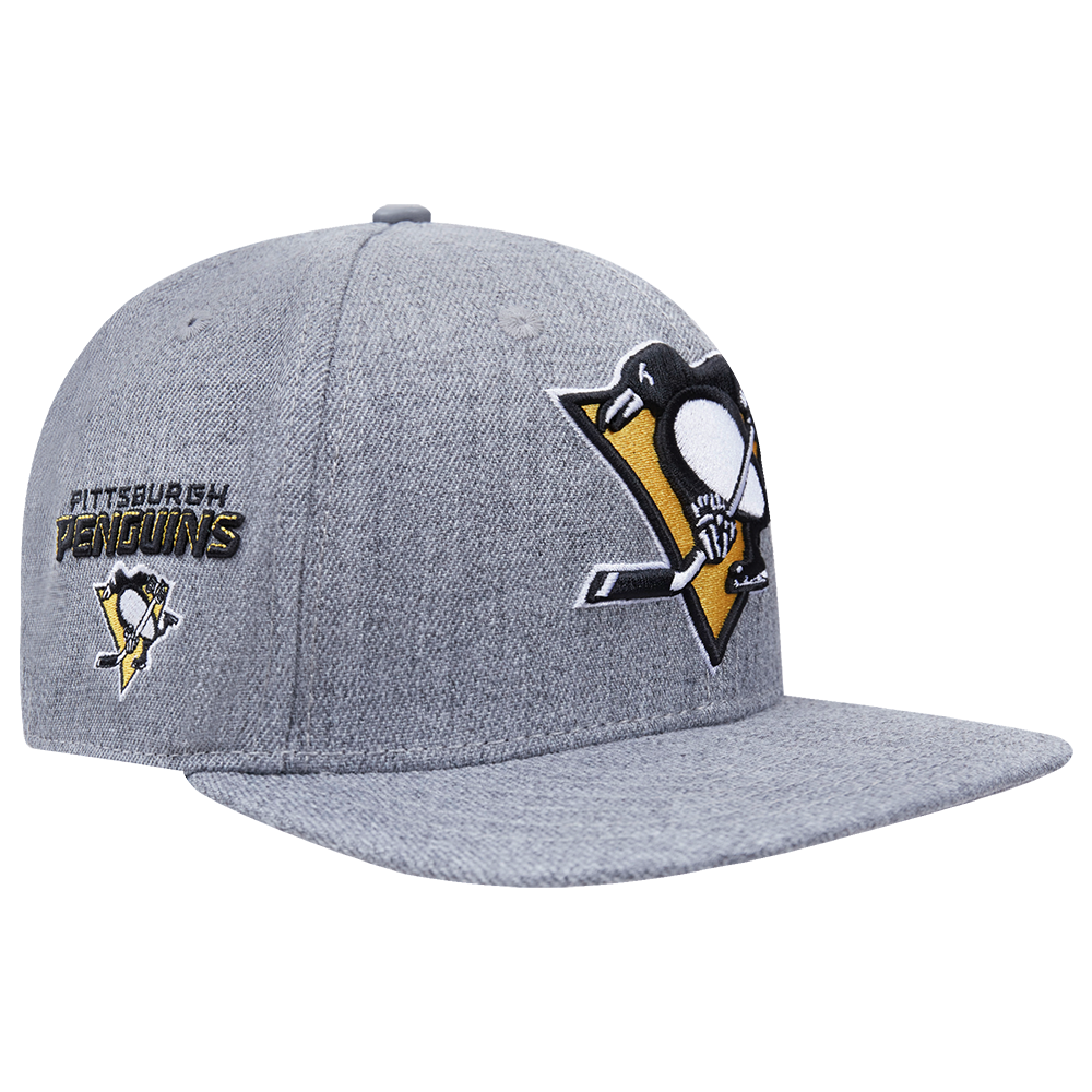 NHL PITTSBURGH PENGUINS CLASSIC LOGO WOOL SNAPBACK HAT (DARK HEATHER GRAY)