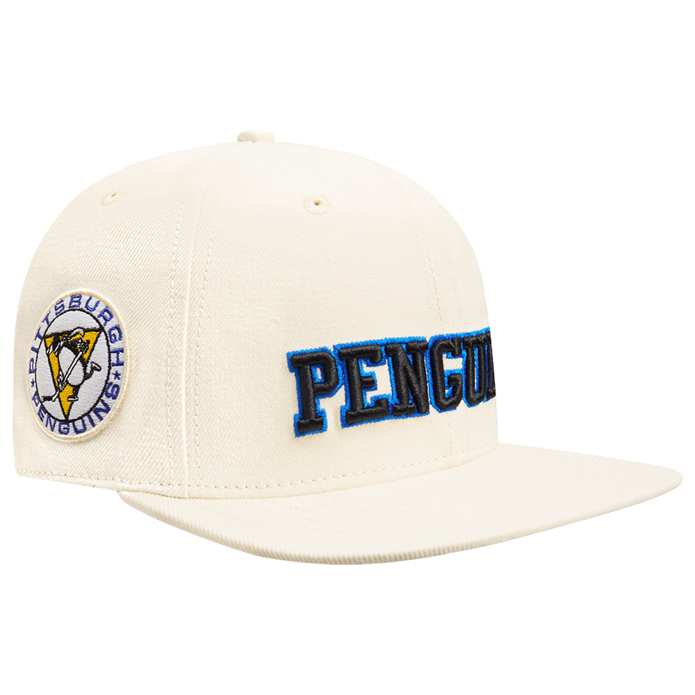 NHL PITTSBURGH PENGUINS RETRO CLASSIC UNISEX WORDMARK LOGO WOOL SNAPBAC (EGGSHELL)