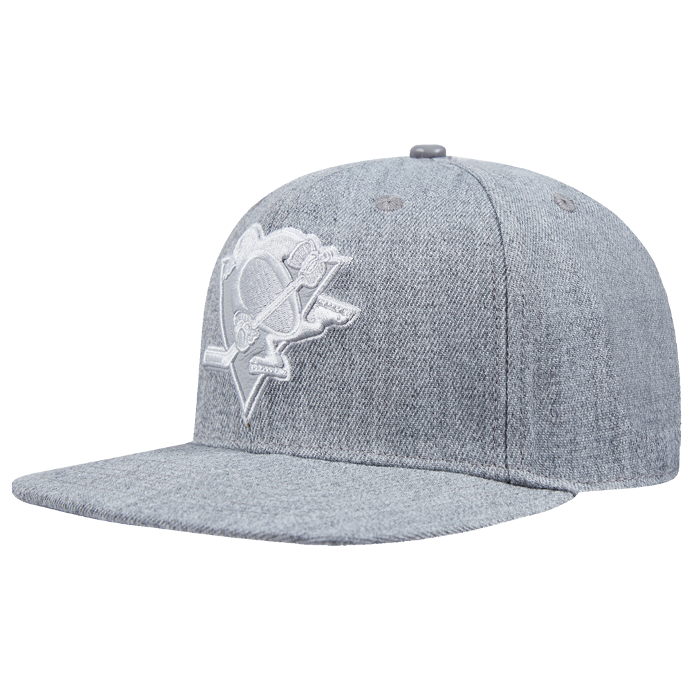 NHL PITTSBURGH PENGUINS TRIPLE TONAL WOOL STRAPBACK HAT (HEATHER GREY)