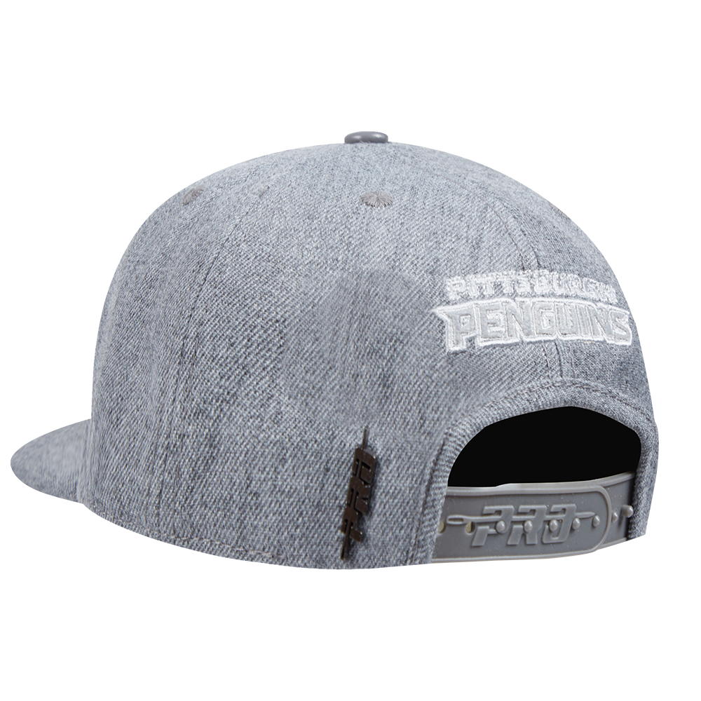 NHL PITTSBURGH PENGUINS TRIPLE TONAL WOOL STRAPBACK HAT (HEATHER GREY)