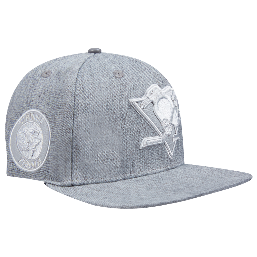 NHL PITTSBURGH PENGUINS TRIPLE TONAL WOOL STRAPBACK HAT (HEATHER GREY)