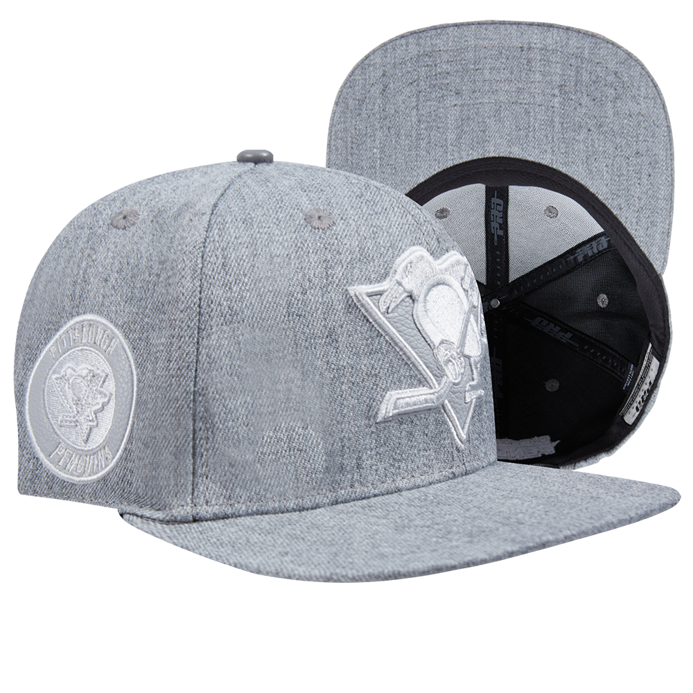 NHL PITTSBURGH PENGUINS TRIPLE TONAL WOOL STRAPBACK HAT (HEATHER GREY)