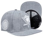 NHL PITTSBURGH PENGUINS TRIPLE TONAL WOOL STRAPBACK HAT (HEATHER GREY)