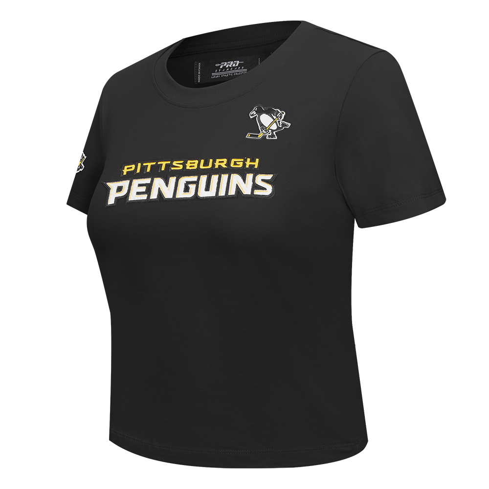 NHL PITTSBURGH PENGUINS CLASSIC SHORT SLEEVE WOMEN'S SHORT SLEEVE SLIM FIT TEE (BLACK)
