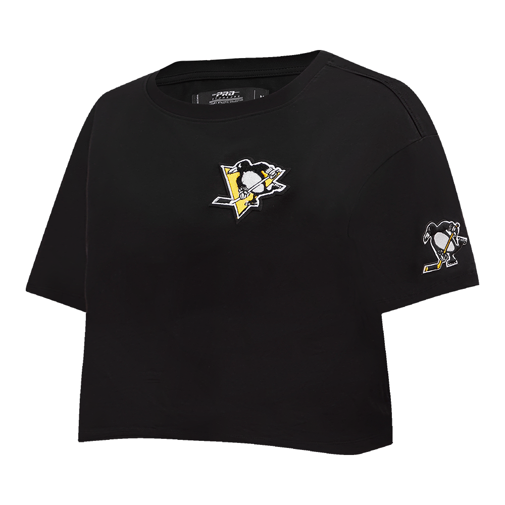 NHL PITTSBURGH PENGUINS CLASSIC WOMEN'S SINGLE JERSEY BOXY TEE (BLACK)