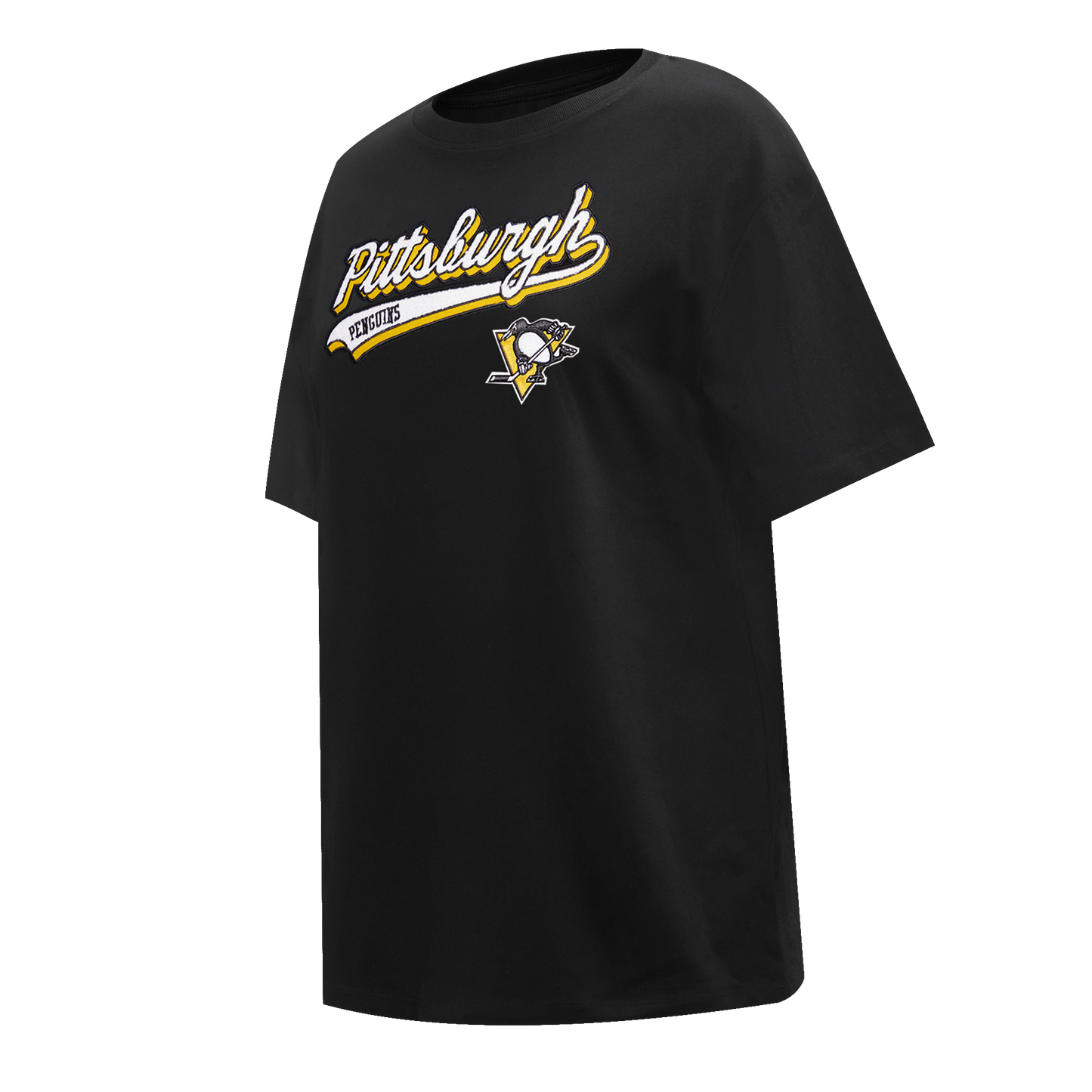 NHL PITTSBURGH PENGUINS SCRIPT TAIL WOMEN'S BOYFRIEND TEE (BLACK)