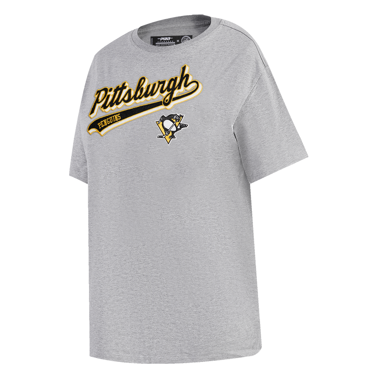 NHL PITTSBURGH PENGUINS SCRIPT TAIL WOMEN'S BOYFRIEND TEE (HEATHER GREY)