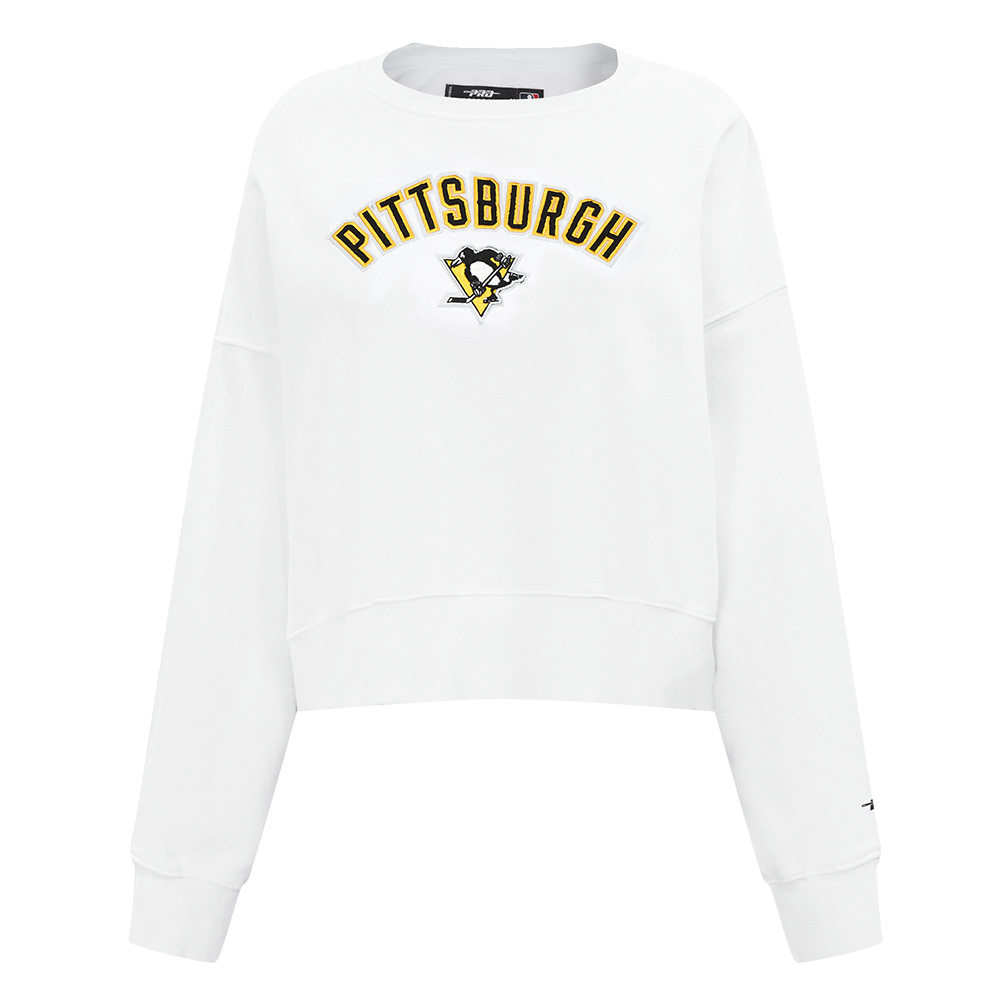 NHL PITTSBURGH PENGUINS CLASSIC CHANDAIL À COL ROND EN MOLLETON POUR FEMME (BLANC)