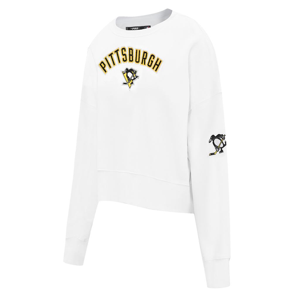 NHL PITTSBURGH PENGUINS CLASSIC CHANDAIL À COL ROND EN MOLLETON POUR FEMME (BLANC)