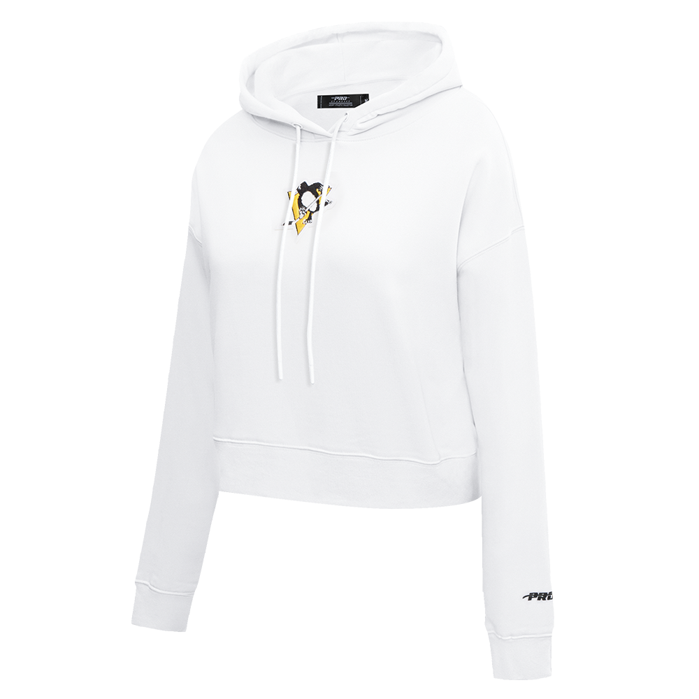 NHL PITTSBURGH PENGUINS CLASSIC WOMEN'S FLEECE CROPPED PULLOVER HOODIE (WHITE)