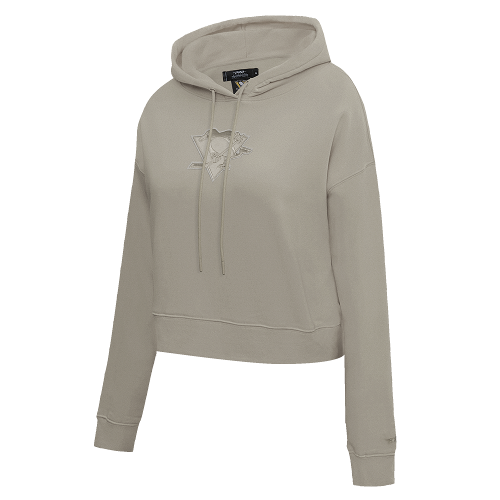 NHL PITTSBURGH PENGUINS NEUTRAL WOMEN'S CROPPED PULLOVER HOODIE (TAUPE)