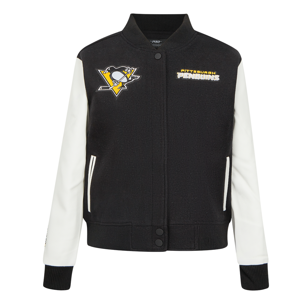 NHL PITTSBURGH PENGUINS CLASSIC BLOUSON COLLÉGIAL POUR FEMME (NOIR/BLANC)