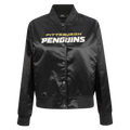 NHL PITTSBURGH PENGUINS CLASSIC BLOUSON EN SATIN POUR FEMME (NOIR)