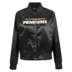 NHL PITTSBURGH PENGUINS CLASSIC BLOUSON EN SATIN POUR FEMME (NOIR)