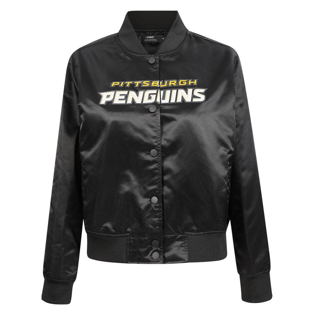 NHL PITTSBURGH PENGUINS CLASSIC WOMEN'S SATIN JACKET (BLACK)