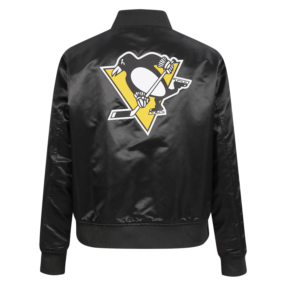 NHL PITTSBURGH PENGUINS CLASSIC BLOUSON EN SATIN POUR FEMME (NOIR)