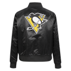 NHL PITTSBURGH PENGUINS CLASSIC BLOUSON EN SATIN POUR FEMME (NOIR)