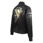 NHL PITTSBURGH PENGUINS CLASSIC BLOUSON EN SATIN POUR FEMME (NOIR)