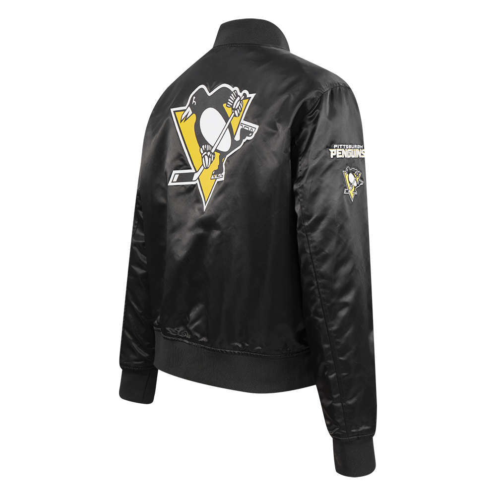 NHL PITTSBURGH PENGUINS CLASSIC BLOUSON EN SATIN POUR FEMME (NOIR)