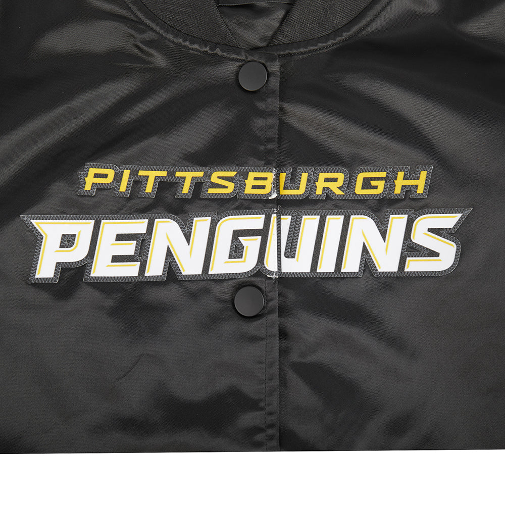 NHL PITTSBURGH PENGUINS CLASSIC BLOUSON EN SATIN POUR FEMME (NOIR)