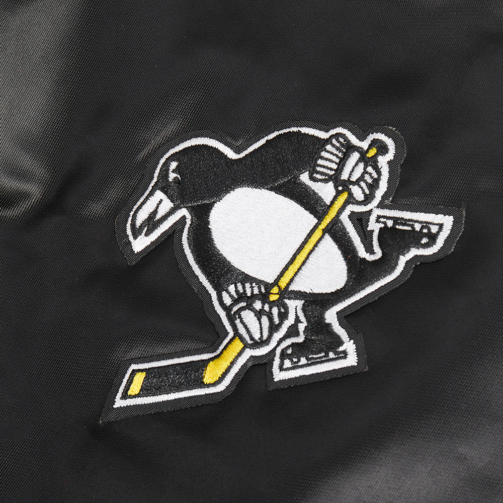 NHL PITTSBURGH PENGUINS CLASSIC BLOUSON EN SATIN POUR FEMME (NOIR)