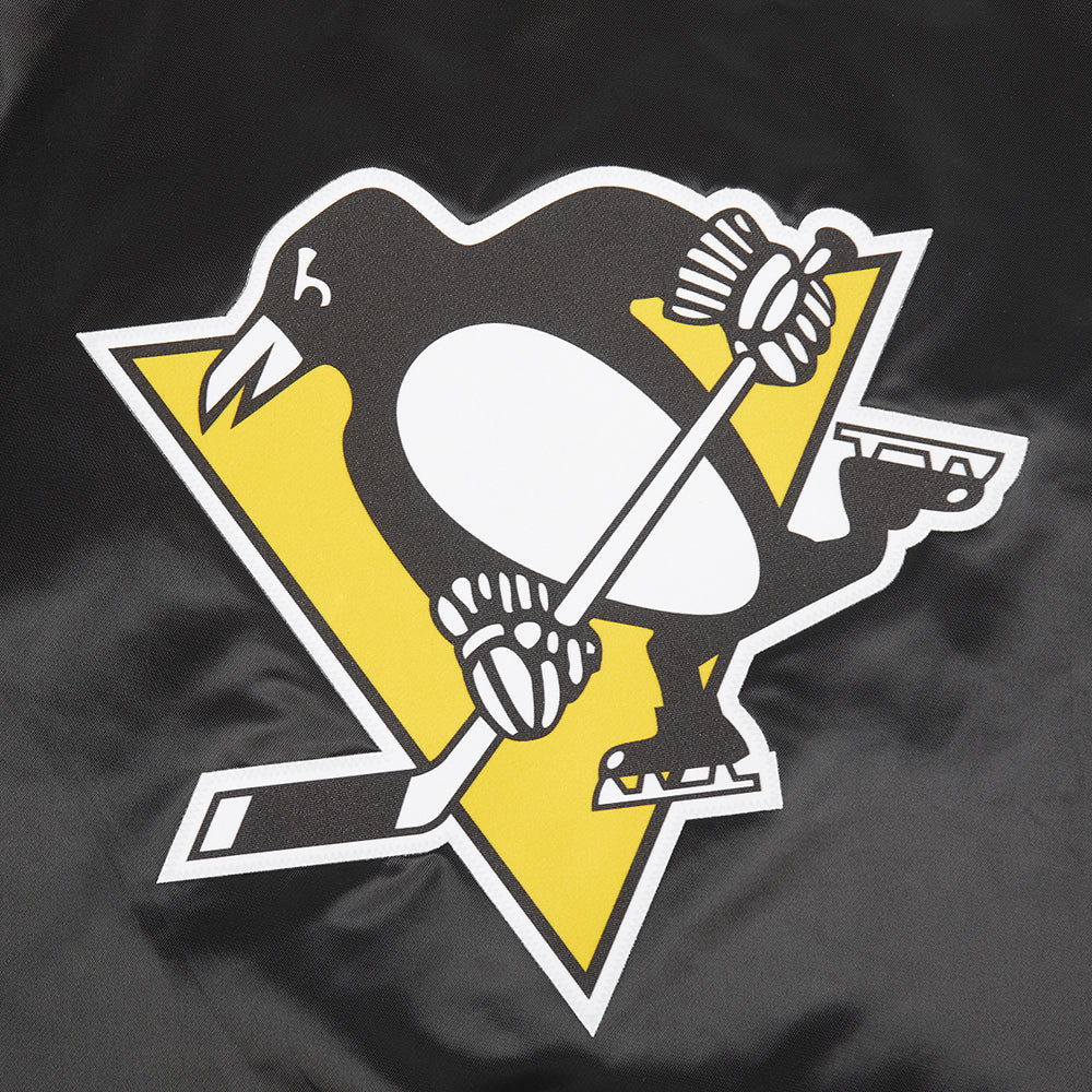 NHL PITTSBURGH PENGUINS CLASSIC BLOUSON EN SATIN POUR FEMME (NOIR)