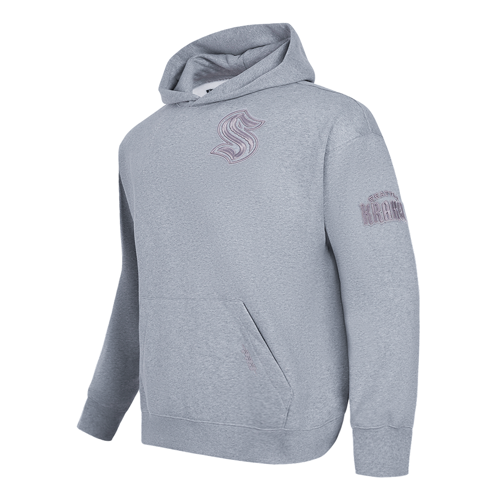 NHL SEATTLE KRAKEN NEUTRAL CHANDAIL À CAPUCHON EN MOLLETON À ÉPAULES TOMBANTES POUR HOMME (GRIS CHINÉ FONCÉ)