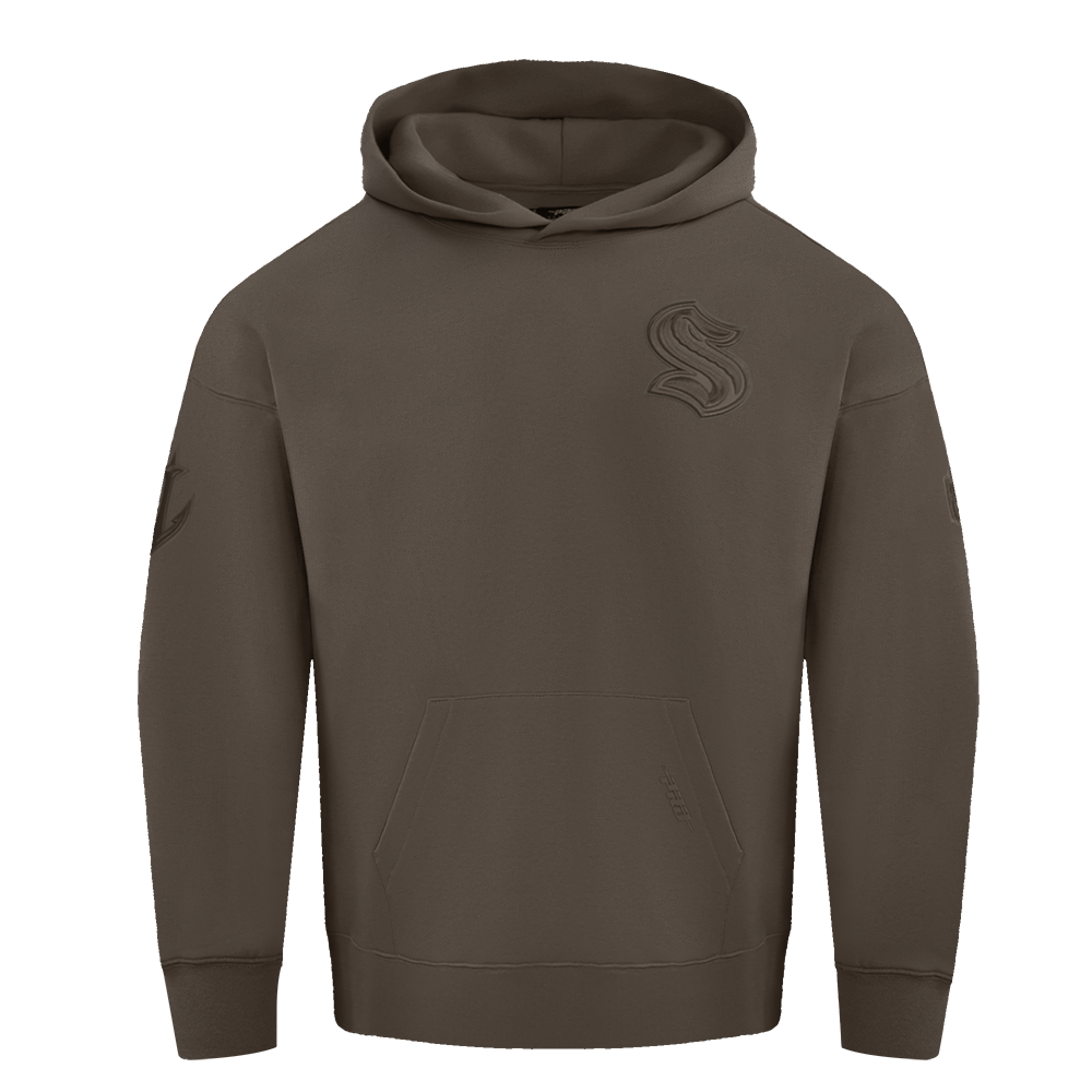 NHL SEATTLE KRAKEN NEUTRAL CHANDAIL À CAPUCHON EN MOLLETON À ÉPAULES TOMBANTES POUR HOMME (TAUPE FONCÉ)