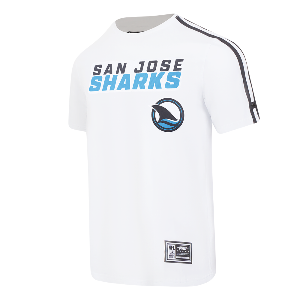 NHL SAN JOSE SHARKS CLASSIC T-SHIRT RAYÉ EN JERSEY SIMPLE ET FILET POUR HOMME (BLANC/NOIR)